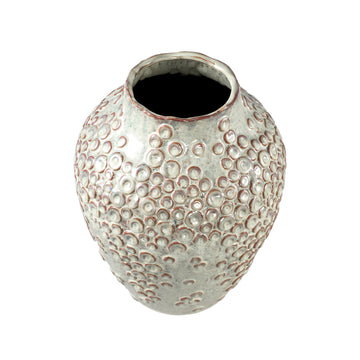 Plant pot – Cream-colored surface, Round shape, Tall shape, Scale pattern, Stoneware, L – Avis | PTMD