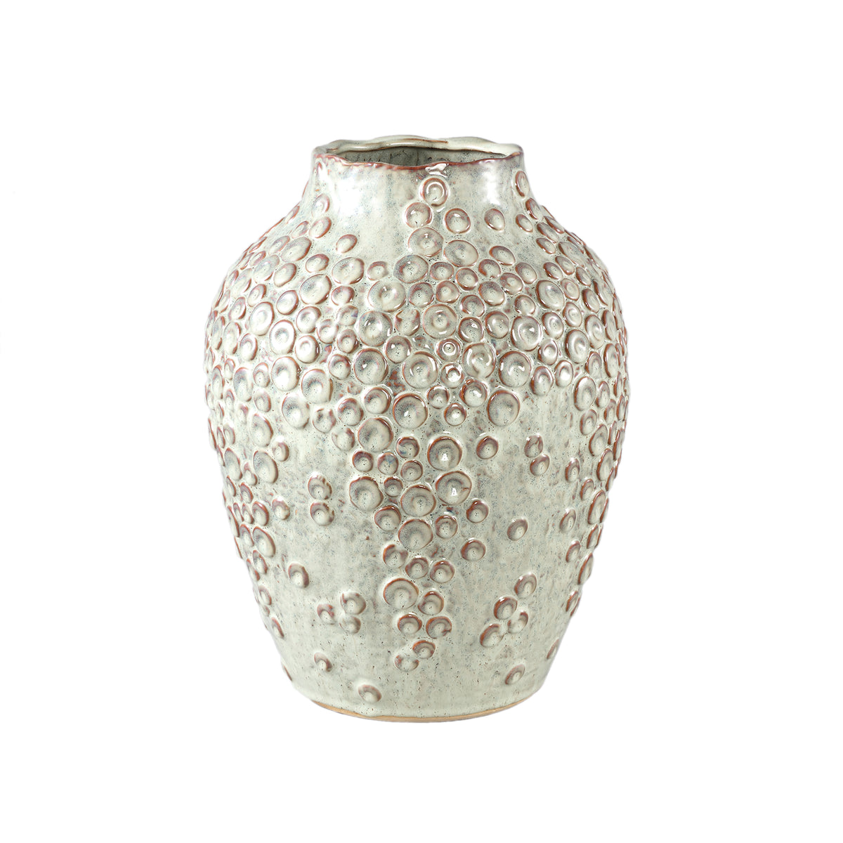 Plant pot – Cream-colored surface, Round shape, Tall shape, Scale pattern, Stoneware, L – Avis | PTMD