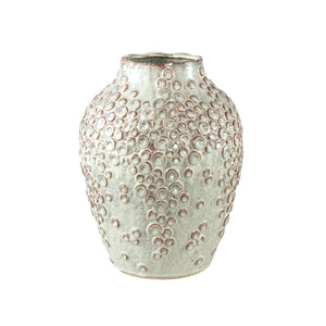Plant pot – Cream-colored surface, Round shape, Tall shape, Scale pattern, Stoneware, L – Avis | PTMD