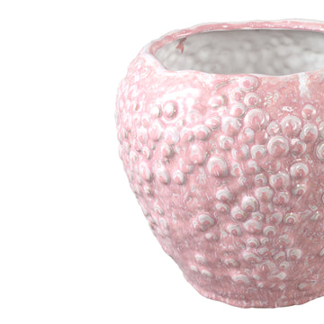 Flower pot – pink surface, round shape, scale pattern, stoneware, XL – Avis | PTMD