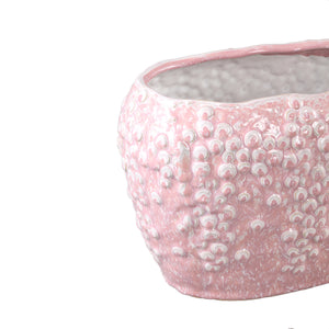 Flower Pot – Pink Surface, Oval Shape, Scale Pattern, Stoneware – Avis | PTMD
