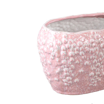 Flower Pot – Pink Surface, Oval Shape, Scale Pattern, Stoneware – Avis | PTMD