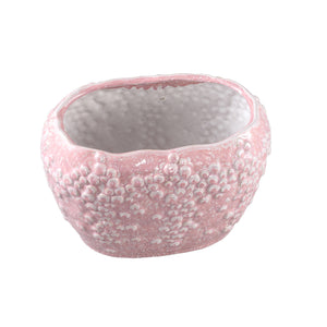 Flower Pot – Pink Surface, Oval Shape, Scale Pattern, Stoneware – Avis | PTMD