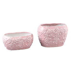 Flower Pot – Pink Surface, Oval Shape, Scale Pattern, Stoneware – Avis | PTMD