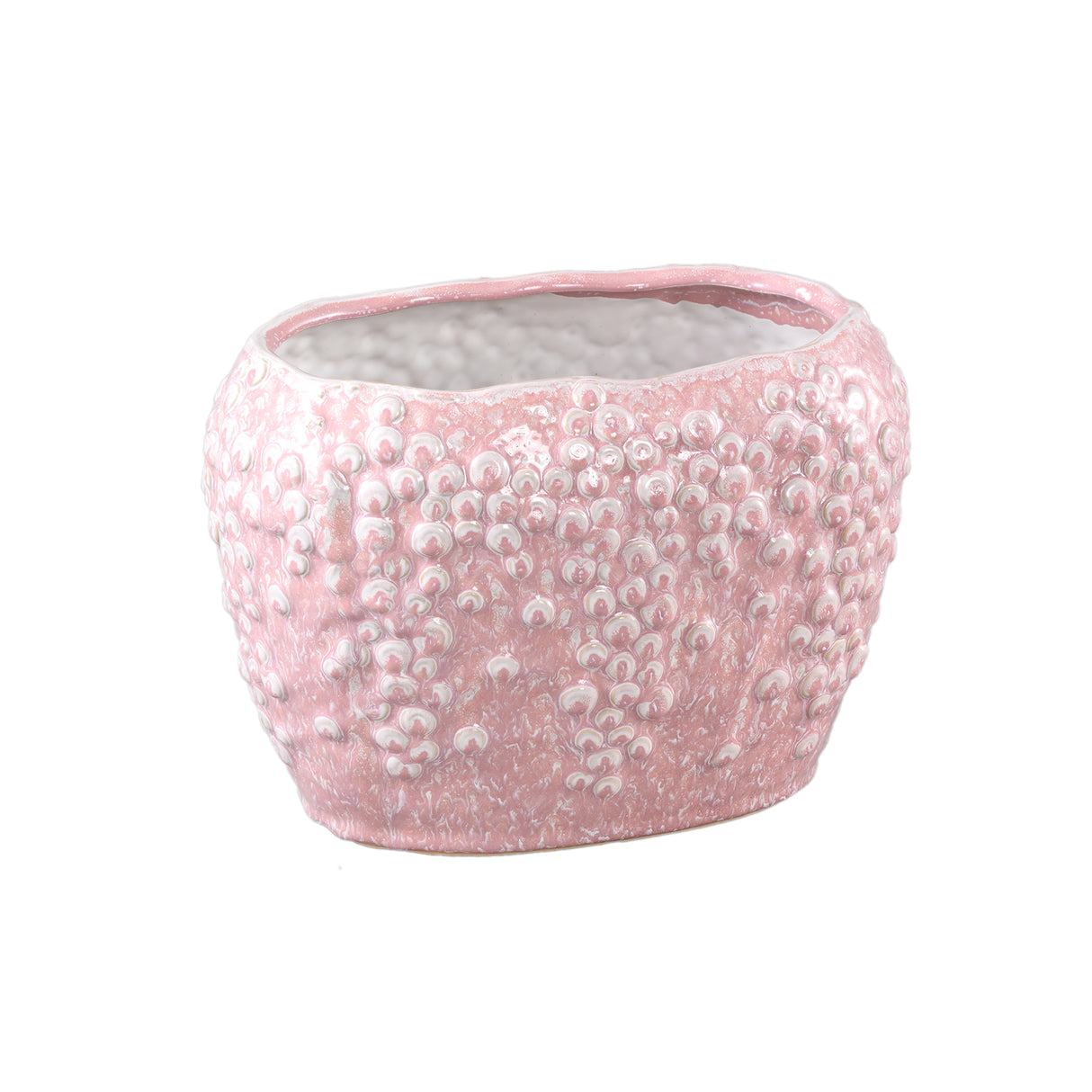 Flower Pot – Pink Surface, Oval Shape, Scale Pattern, Stoneware – Avis | PTMD