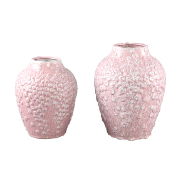 Flower Pot – Pink Surface, Round Shape, Scale Pattern, Stoneware, S – Avis | PTMD