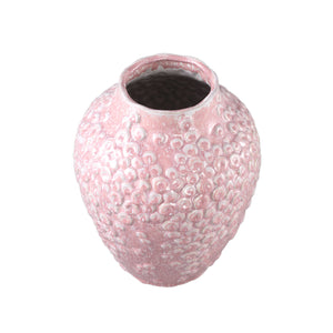 Topf – Runde Form, Porzellan-Keramik, Schuppenmuster Design, Rosa, Hoch, L – Avis | PTMD