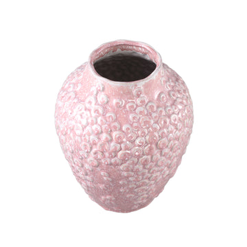 Flowerpot – Pink Surface, Round Shape, Scale Pattern, Stoneware, L – Avis | PTMD