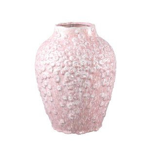 Topf – Runde Form, Porzellan-Keramik, Schuppenmuster Design, Rosa, Hoch, L – Avis | PTMD
