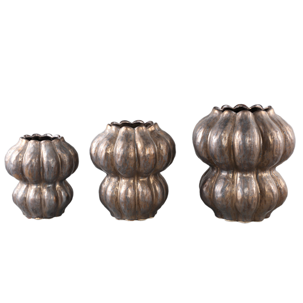 Pot – Ceramic Stoneware, Round Design, Bronze, S – Niek | PTMD