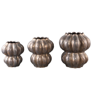 Pot – Ceramic Stoneware, Round Design, Bronze, S – Niek | PTMD