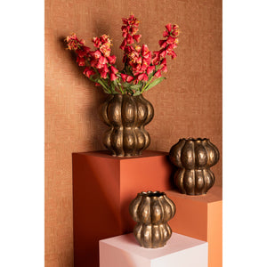 Pot – Ceramic Stoneware, Round Design, Bronze, S – Niek | PTMD