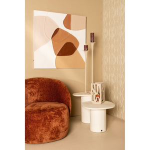 Candlestick - Round Iron Design, Rough Surface, Cream Tone, L - Krish | PTMD