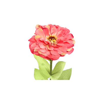 Gartenblume – Rosa Zinnien-Blütenspray mit Blättern, Polyestergewebe, Eisenmetall, Halbhändig gefertigt | PTMD