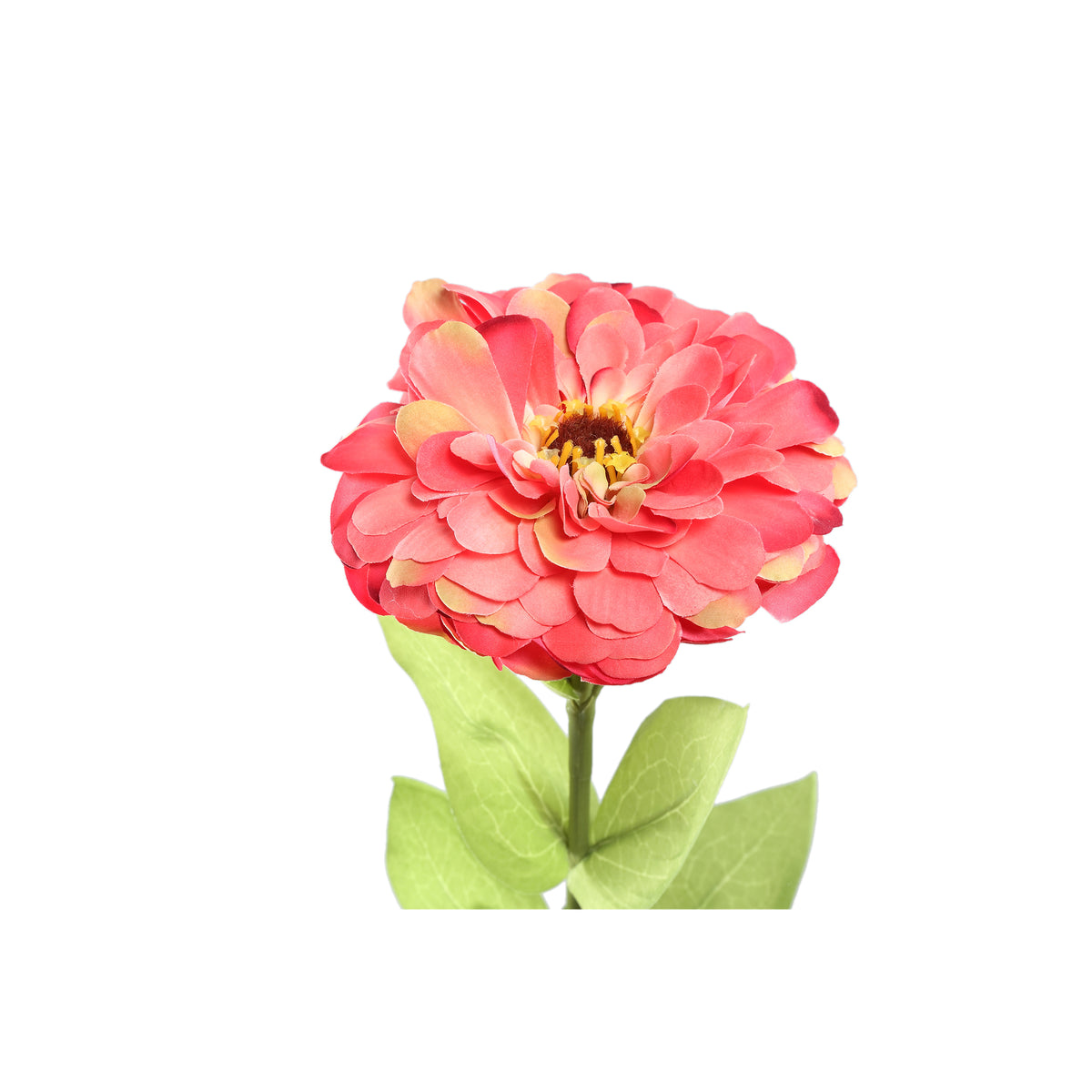 Gartenblume – Rosa Zinnien-Blütenspray mit Blättern, Polyestergewebe, Eisenmetall, Halbhändig gefertigt | PTMD