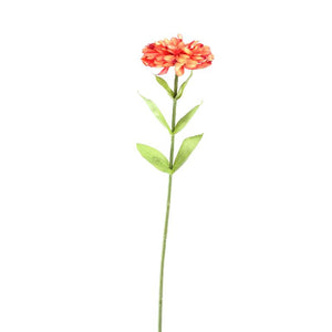 Garden Flower - Orange Zinnia Flower with Leaves, Polyester Fabric, Semi-Finished | PTMD