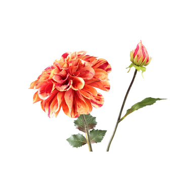 Dahlienblume – Orangenspray mit Knospe, Polyester, Eisenmetall, PE-Kunststoff | PTMD