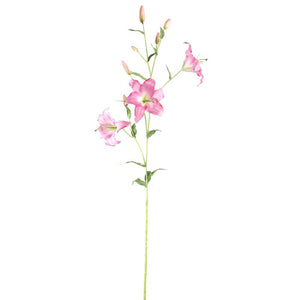 Lily flower – Violet lily branch with buds and leaves made of polyester, iron and PE plastic | PTMD