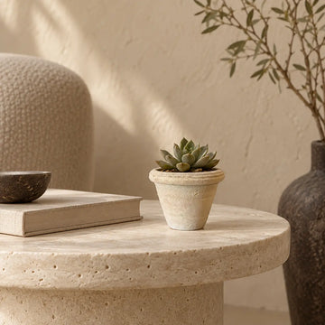 Topf – Weiße Terrakotta Keramik, Runde Form, Rand Design, XS - Nella | PTMD