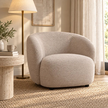 Sessel – Creme Stoff, Taubenfarbener Stoff, Polster Design - Aphrodite | PTMD