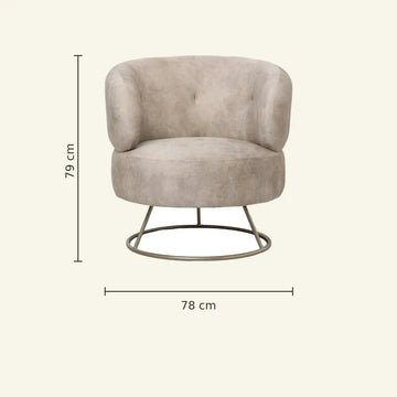 Sessel – Beige Stoff, Goldene Basis, Runde Form - Carice | PTMD