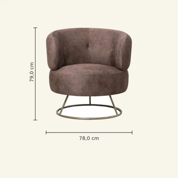 Sessel – Brauner Stoff, Goldene Basis, Runde Form - Carice | PTMD