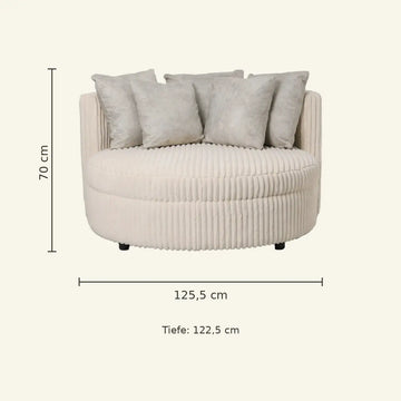 Fabric armchair, two-piece seat design, including five cushions – Fayen | PTMD