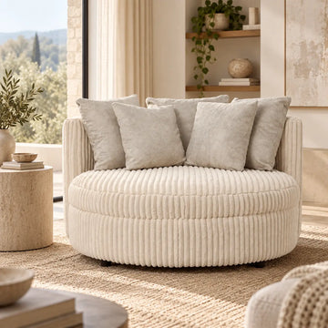 Sessel – Creme Stoff, Großzügiges Design, Stoffbezug - Fayen | PTMD