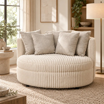 Sessel – Creme Stoff, Großzügiges Design, Stoffbezug - Fayen | PTMD