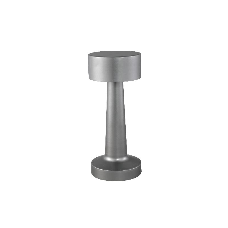 LED-Tischlampe – Aluminium Gehäuse, Flacher Rundschirm, Silber Farbgebung – Saraann | PTMD