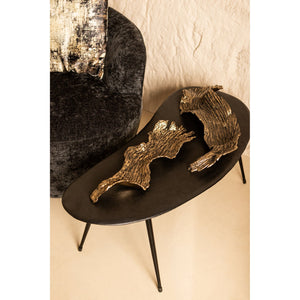 Decorative bowl made of cast aluminum with a handcrafted, wavy shape and antique brass finish L – Aitana | PTMD