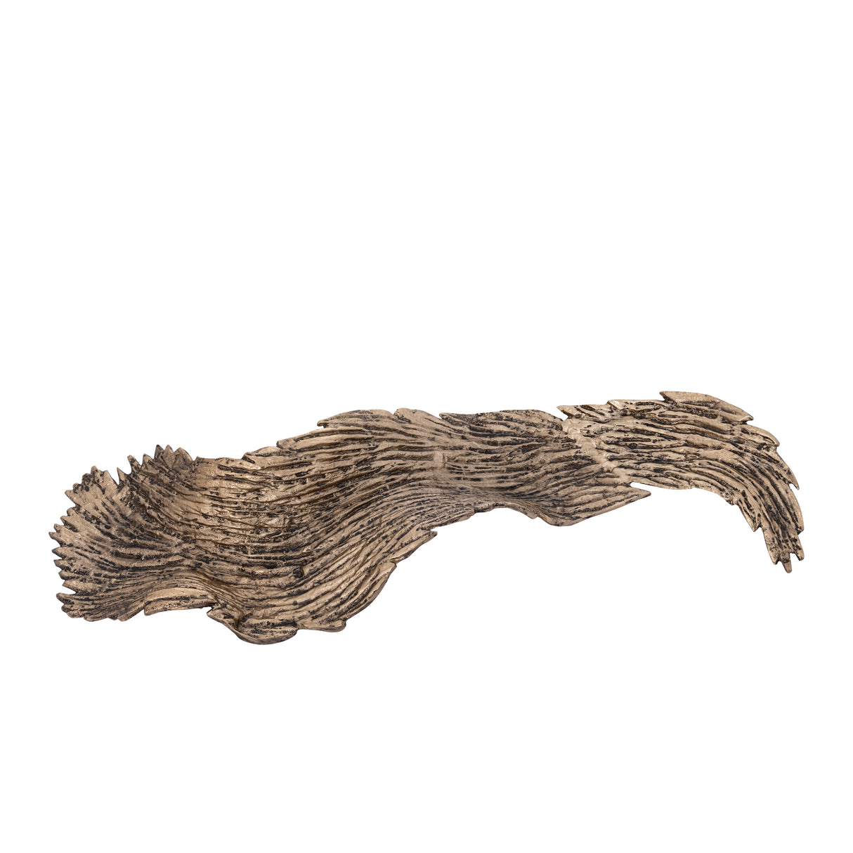 Decorative bowl made of cast aluminum with a handcrafted, wavy shape and antique brass finish L – Aitana | PTMD