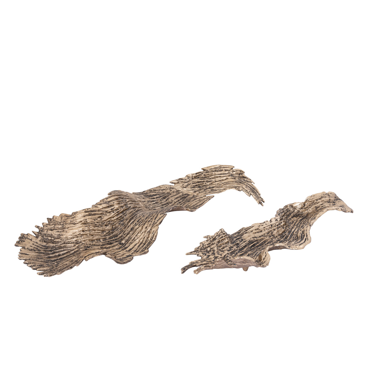 Decorative bowl made of cast aluminum with a handcrafted, wavy shape and antique brass finish L – Aitana | PTMD