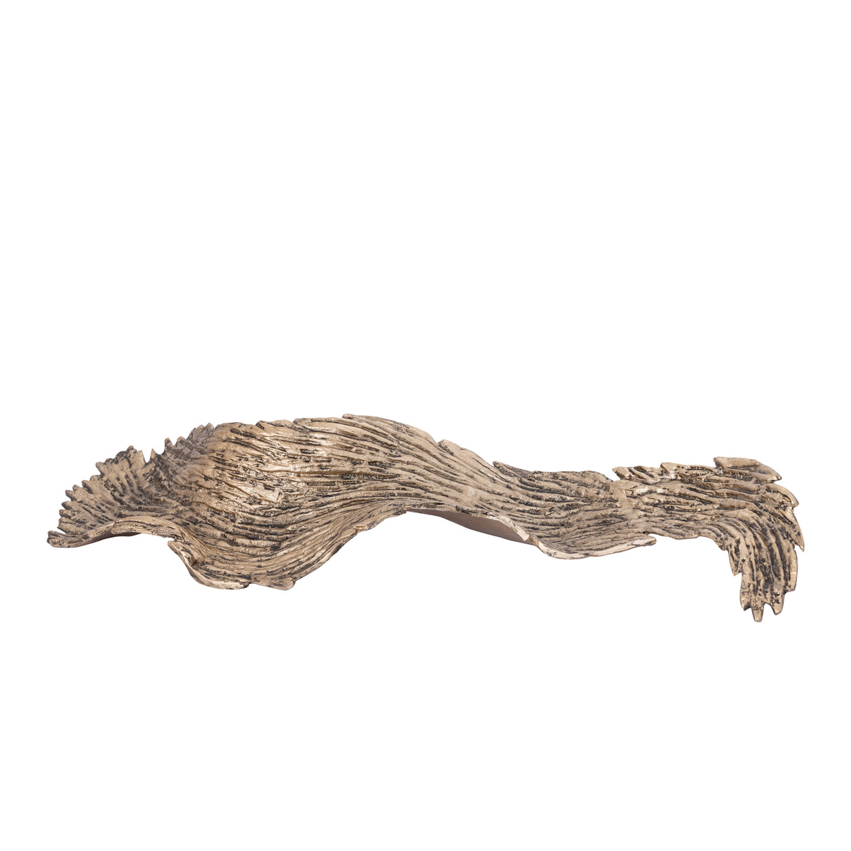 Decorative bowl made of cast aluminum with a handcrafted, wavy shape and antique brass finish L – Aitana | PTMD