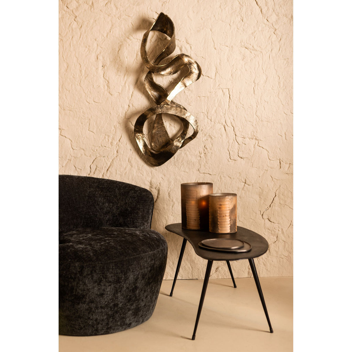 Gold-Look Aluminium Metal Wall Panel with Swirl Design, S – Neven | PTMD