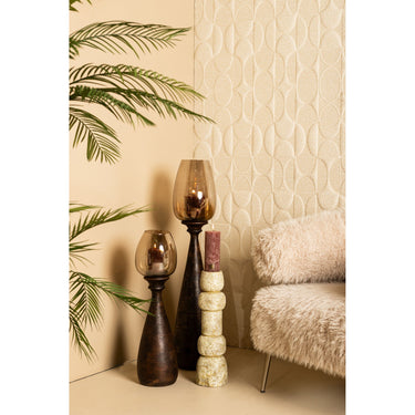Windlicht – Modernes Design, Quadratische Form, Mangoholz Glas Material, Braun, L – Midi | PTMD