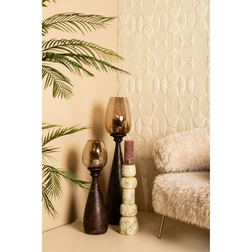Windlicht – Modernes Design, Quadratische Form, Mangoholz Glas Material, Braun, L – Midi | PTMD
