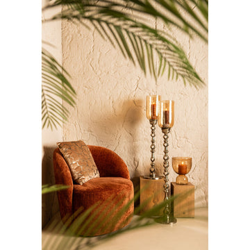 Tealight Holder - Glass Material, Orange Tone, Stone-Look, L - Laurynn | PTMD