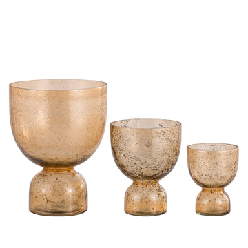 Tealight Holder - Glass Material, Orange Tone, Stone-Look, L - Laurynn | PTMD