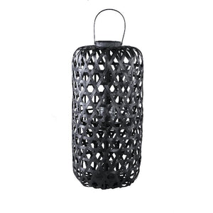 Laterne – Rundes Bambus Design, Glas Einsatz, Schwarzer Farbton, L – Mayita | PTMD