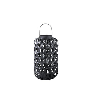 Laterne – Rundes Bambus Design, Glas Einsatz, Schwarzer Farbton, S – Mayita | PTMD