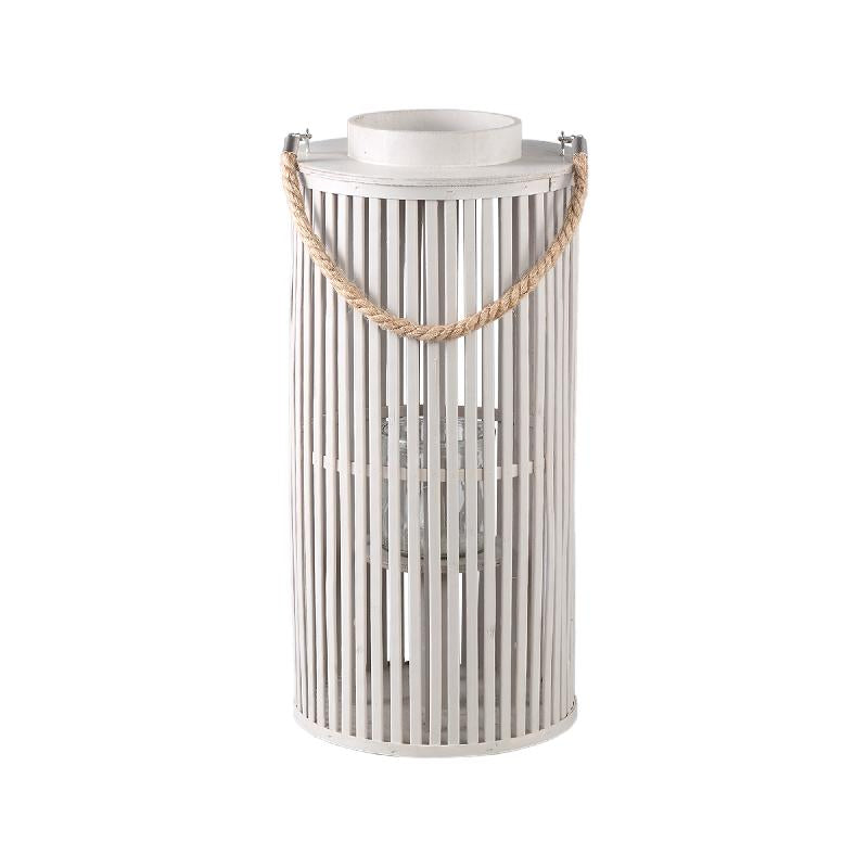 Laterne – Natürliches Design, Runde Form, Bambus Glas Material, Creme, S – Zafria | PTMD