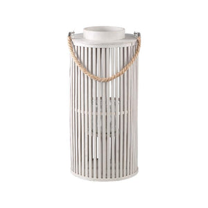Laterne – Natürliches Design, Runde Form, Bambus Glas Material, Creme, S – Zafria | PTMD