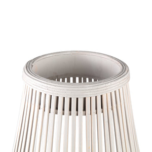 Lantern – Round Bamboo Design, Glass Insert, Sand Color, L – Lysia | PTMD