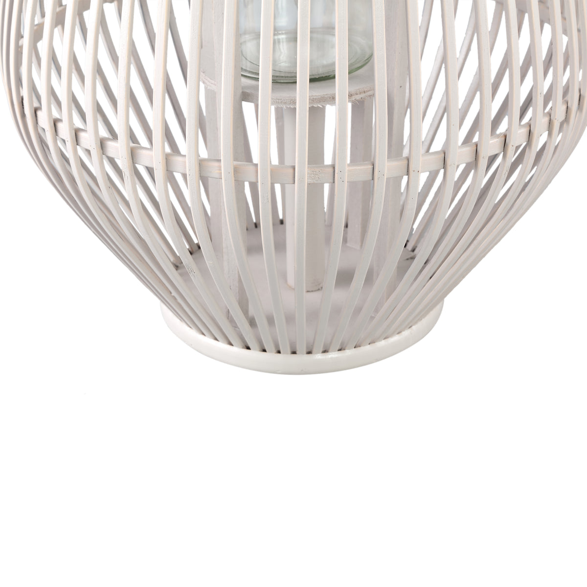 Lantern – Round Bamboo Design, Glass Insert, Sand Color, L – Lysia | PTMD