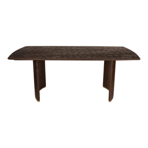 Esszimmertisch – Braunes Mangoholz mit Goldmetall, Rechteckige Form, Zwei-Bein-Gestell, 200 cm - Ostara | PTMD