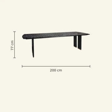 Esszimmertisch – Schwarzes Mangoholz, Goldene Metallbeine, Lange Tischform, 200 cm - Liber | PTMD