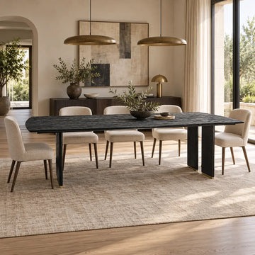 Esszimmertisch – Schwarzes Mangoholz, Goldene Metallbeine, Lange Tischform, 200 cm - Liber | PTMD