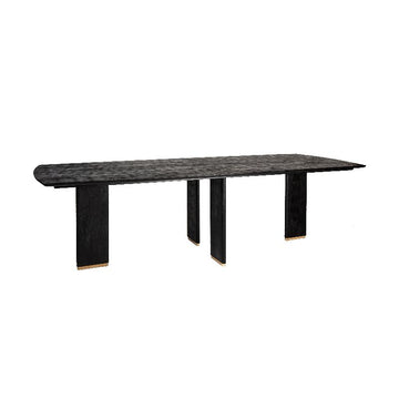 Esszimmertisch – Schwarzes Mangoholz, Goldene Metallbeine, Lange Tischform, 240 cm - Liber | PTMD