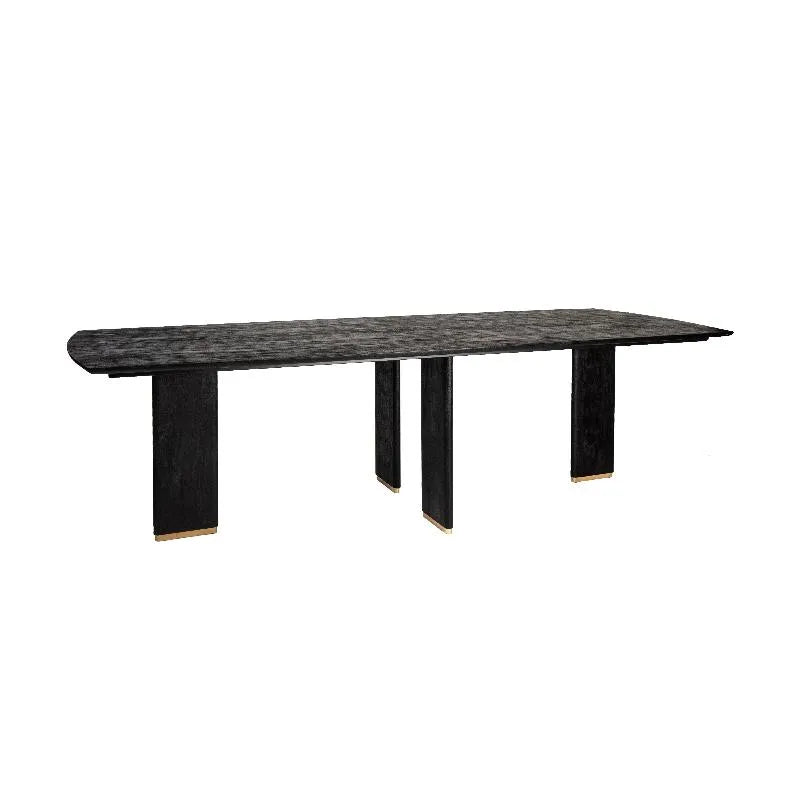 Esszimmertisch – Schwarzes Mangoholz, Goldene Metallbeine, Lange Tischform, 240 cm - Liber | PTMD